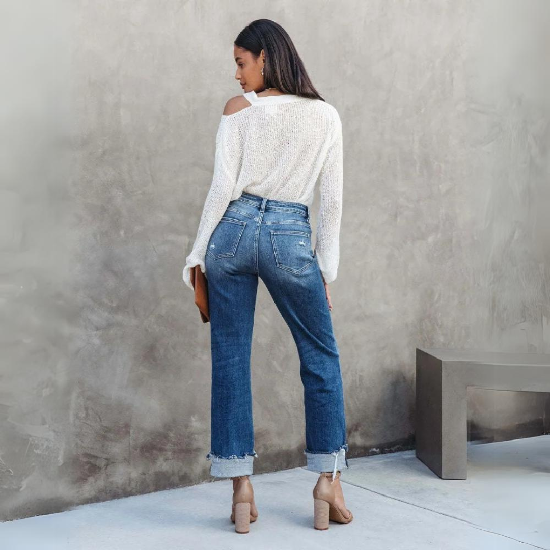 Melanie - Trendy High-Waist Denim Pants