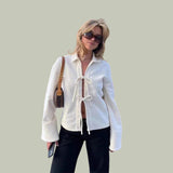 Leanne - Textured cardigan with flared sleeves