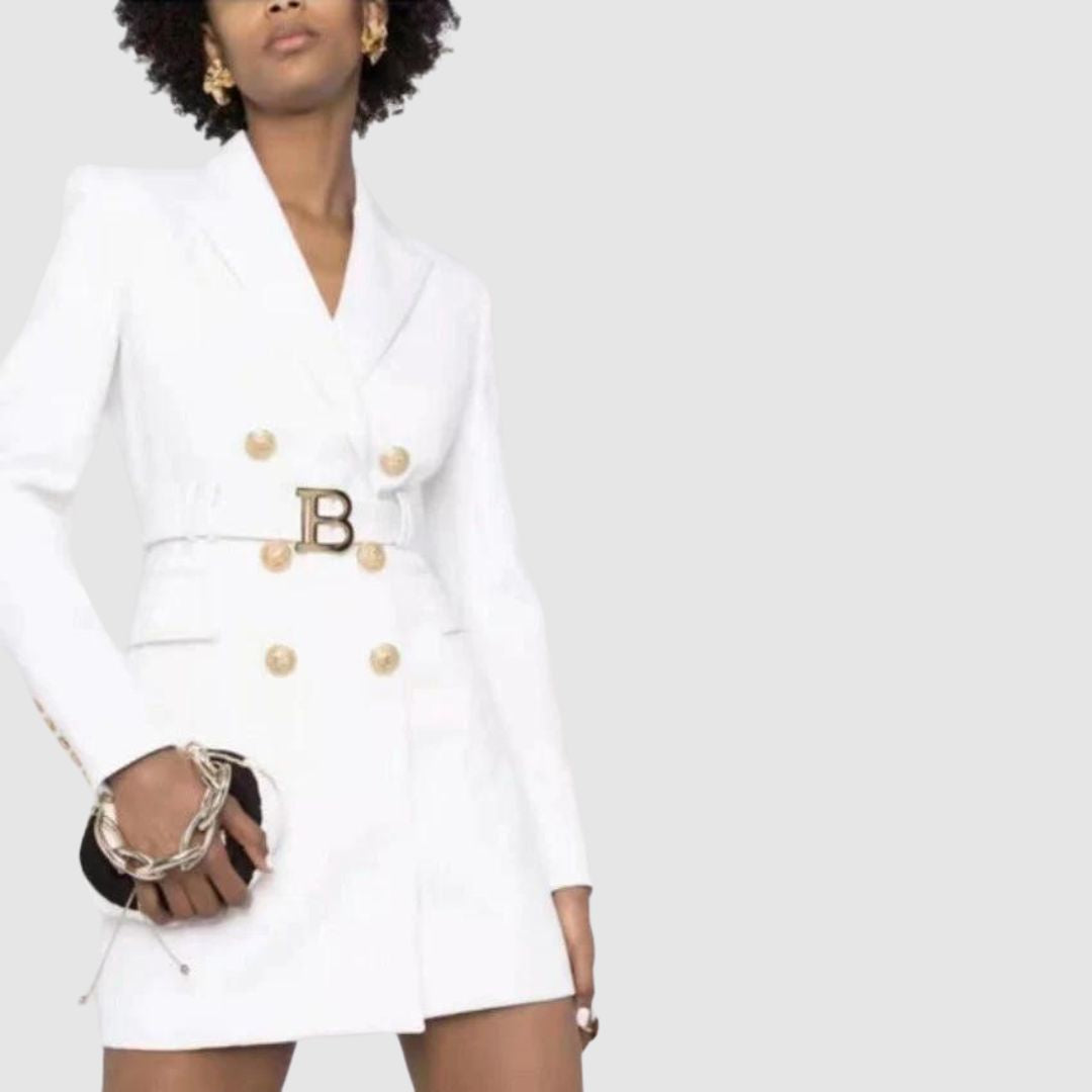 Bianca - Double-breasted blazer dress with gold button details