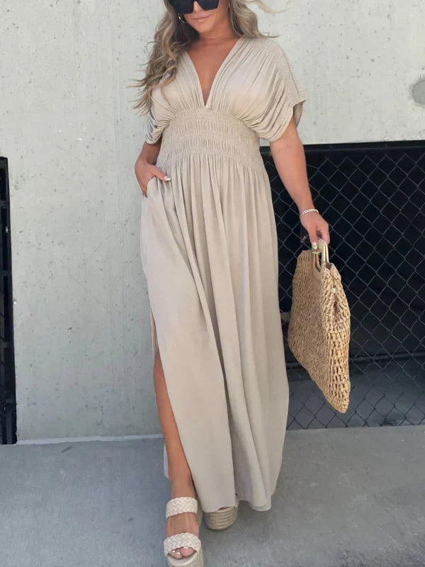 Lit V-Neck Effortless Maxi Long Dress