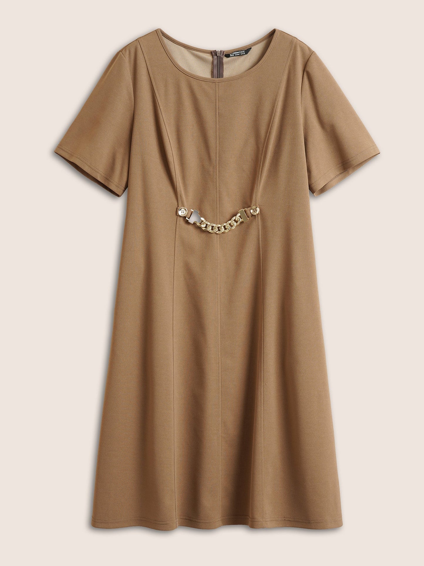 Round Neck Metal Chain Detail Dress