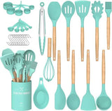 33 pcs Non-Stick Silicone Cooking Kitchen Utensils Spatula Set with Holder