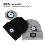 USB Rechargeable Hand-Free 4 LED Headlamp Cap A-Black