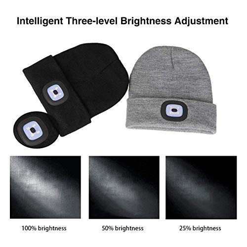 USB Rechargeable Hand-Free 4 LED Headlamp Cap A-Black