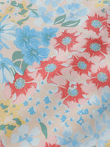 Floral Contrast Ruched Elastic Waist Dress