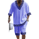 MEN'S ART CASUAL PRINT SHORTS SET 01983884YM