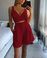 Summer solid color tube top set