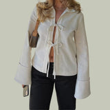 Leanne - Textured cardigan with flared sleeves