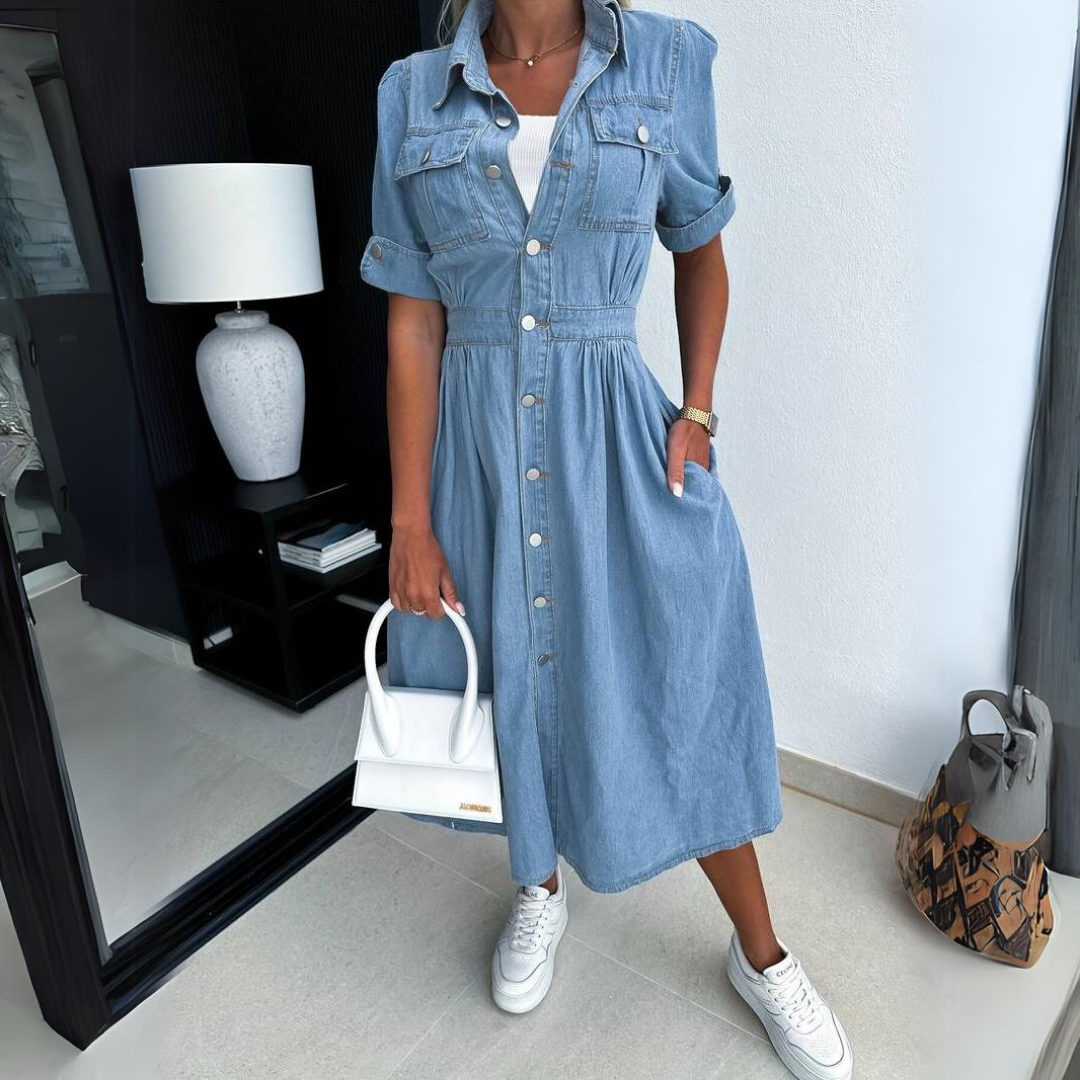 Roelinde | Comfy Chic denim midi dress