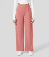 High-waisted straight leg stretch trousers