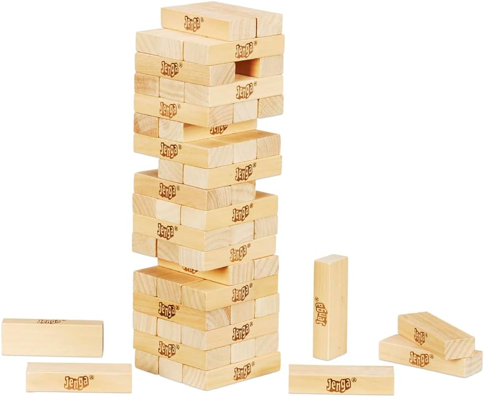 Hasbro Gaming Jenga Classic Game with Genuine Hardwood Blocks,Stacking Tower Game for 1 or More Players,Kids Ages 6 and Up