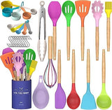 33 pcs Non-Stick Silicone Cooking Kitchen Utensils Spatula Set with Holder