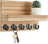 Decorative Key and Mail Holder with Shelf Has Large Hooks