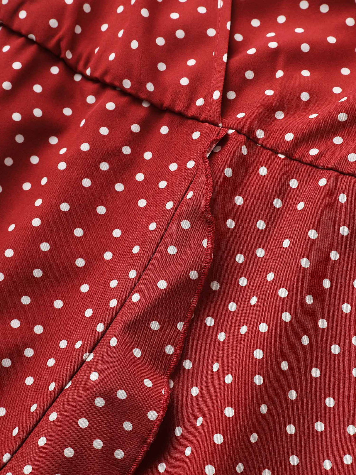 Polka Dot Surplice Neck Belted Arc Hem Dress