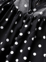 Polka Dot Halter Elastic Waist Belted Gathered Dress