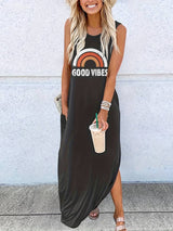 Good Vibes - Long dress with letter print