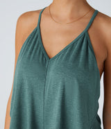 Vittoria | V Neck Backless Band Back Ruched Maxi Resort Slip Dress