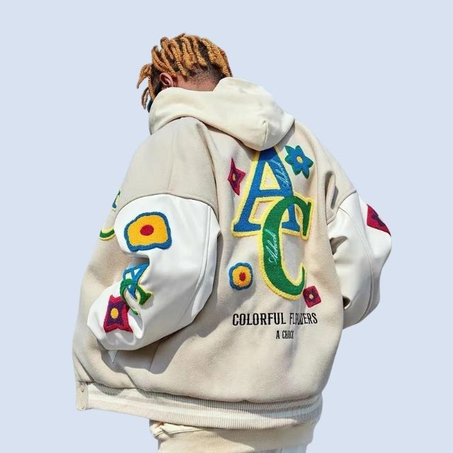 Fletcher - Embroidered hoodie with colourful lettering design