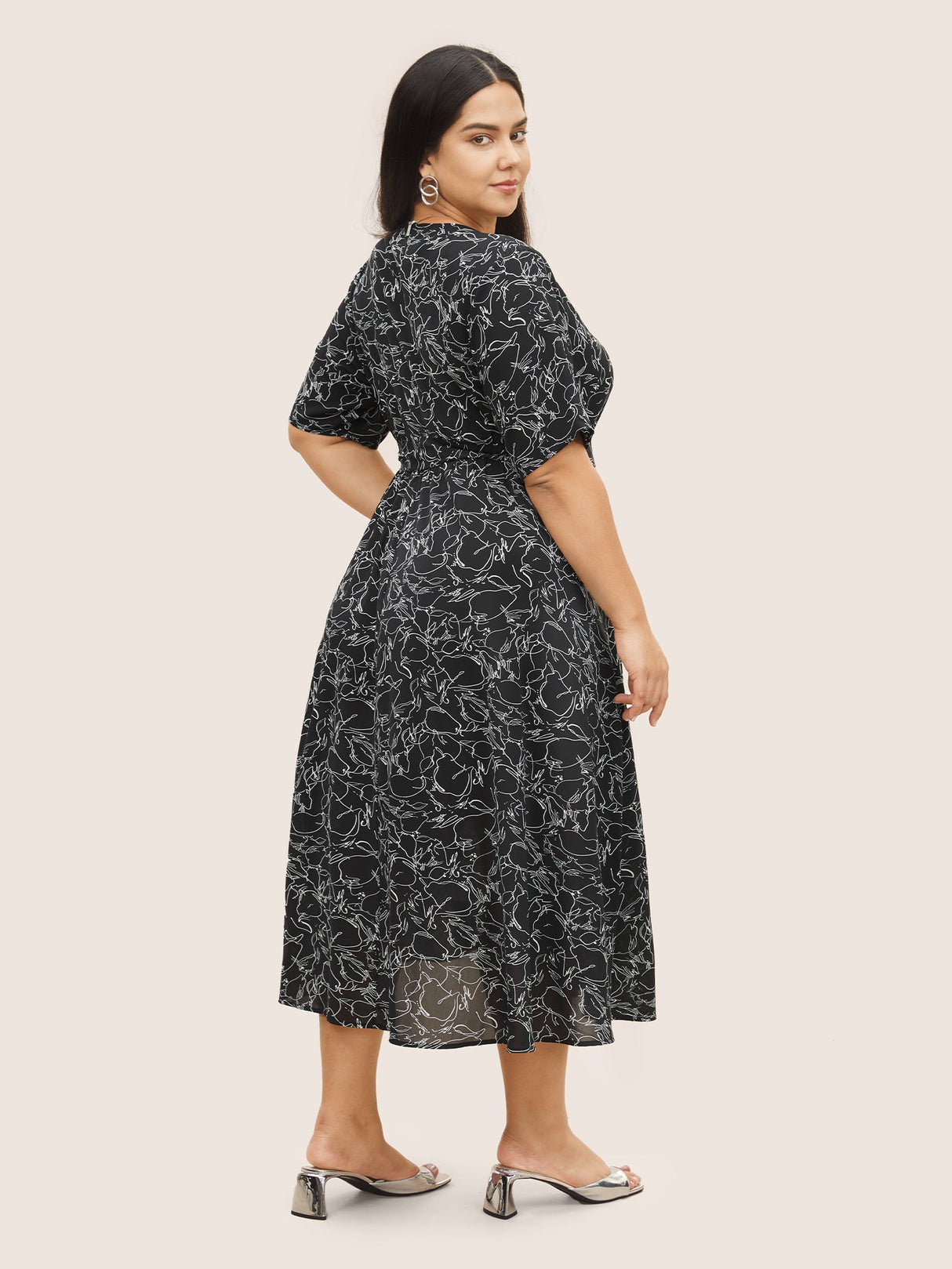 Floral Button Through Belted Pocket Dress