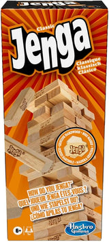 Hasbro Gaming Jenga Classic Game with Genuine Hardwood Blocks,Stacking Tower Game for 1 or More Players,Kids Ages 6 and Up