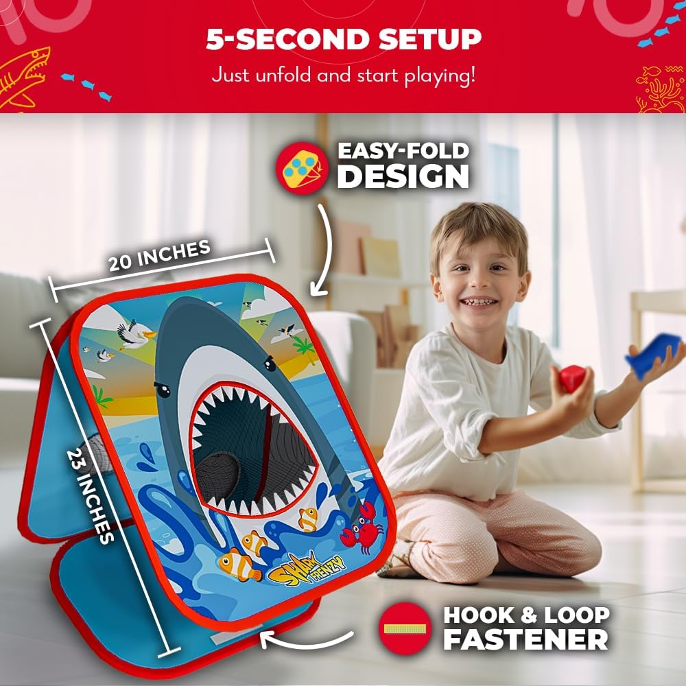 SWOOC Games – Shark Frenzy | 2-in-1 Bean Bag Toss Game for Kids w/Carry Bag | 5-Second Setup & Storage | Outdoor Toys for Toddlers | Toddler Outdoor Toys for Toddlers | Kids Outside Toys