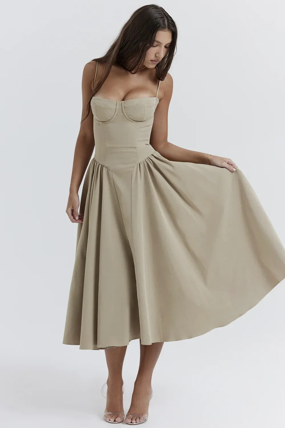 Victoria | Sleeveless midi dress with corset fit - Attractive fit