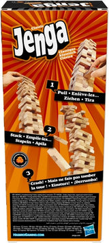 Hasbro Gaming Jenga Classic Game with Genuine Hardwood Blocks,Stacking Tower Game for 1 or More Players,Kids Ages 6 and Up