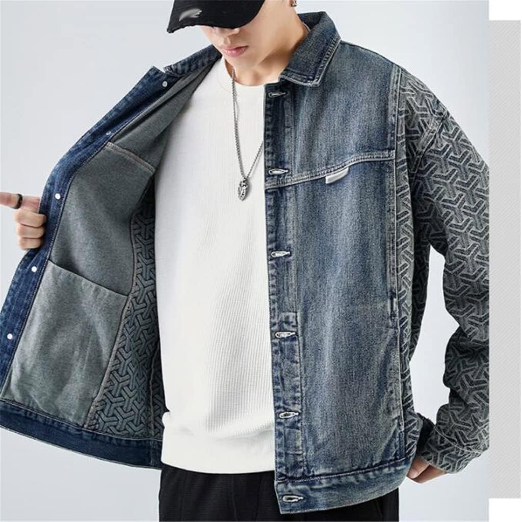 Elliott - Denim jacket with patterned sleeves