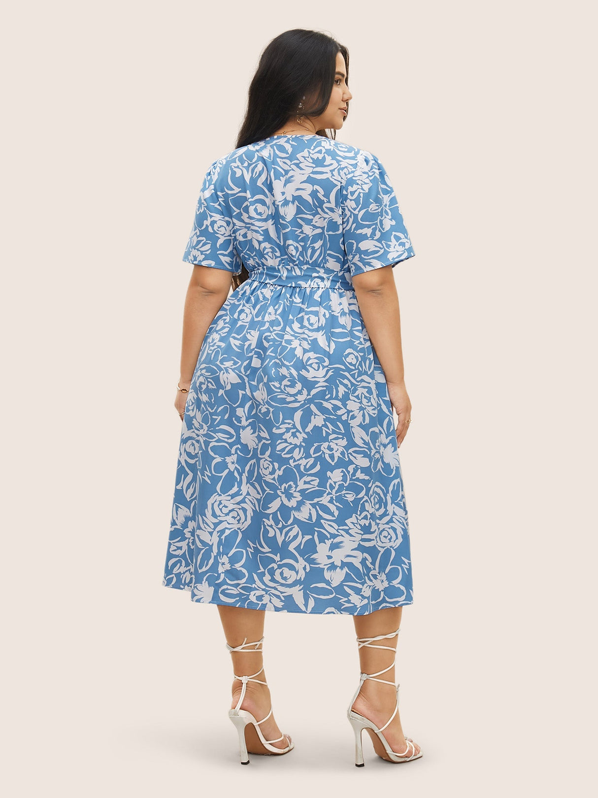 Silhouette Floral Print Pocket Wrap Belted Dress