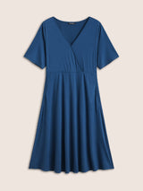 Supersoft Essentials Plain Surplice Neck Pocket Dress