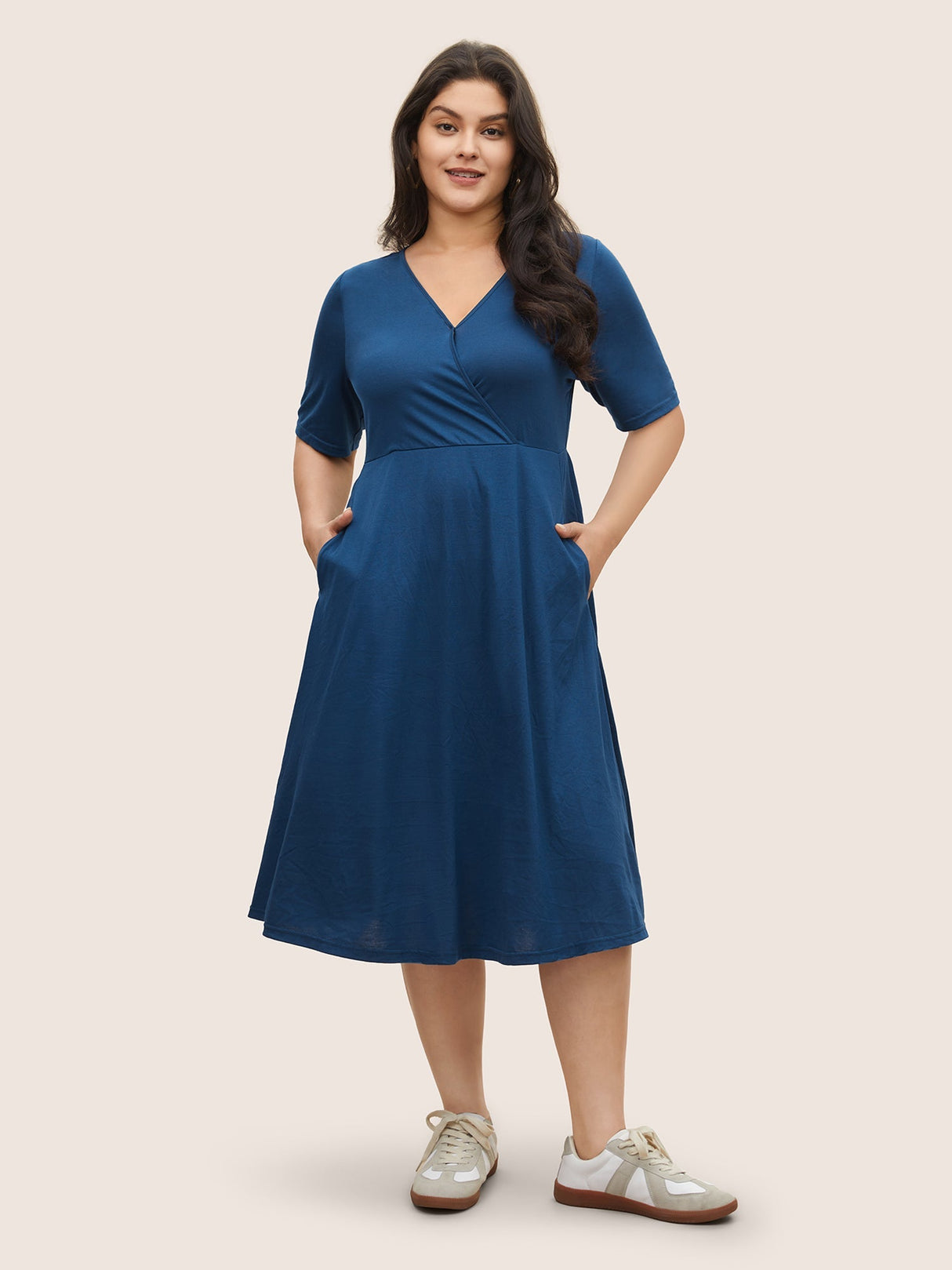 Supersoft Essentials Plain Surplice Neck Pocket Dress