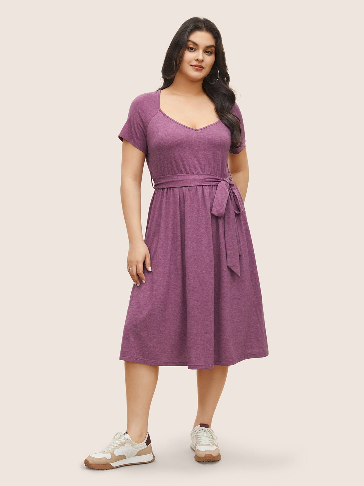 Supersoft Essentials Plain Raglan Sleeve Belted Dress