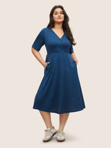 Supersoft Essentials Plain Surplice Neck Pocket Dress