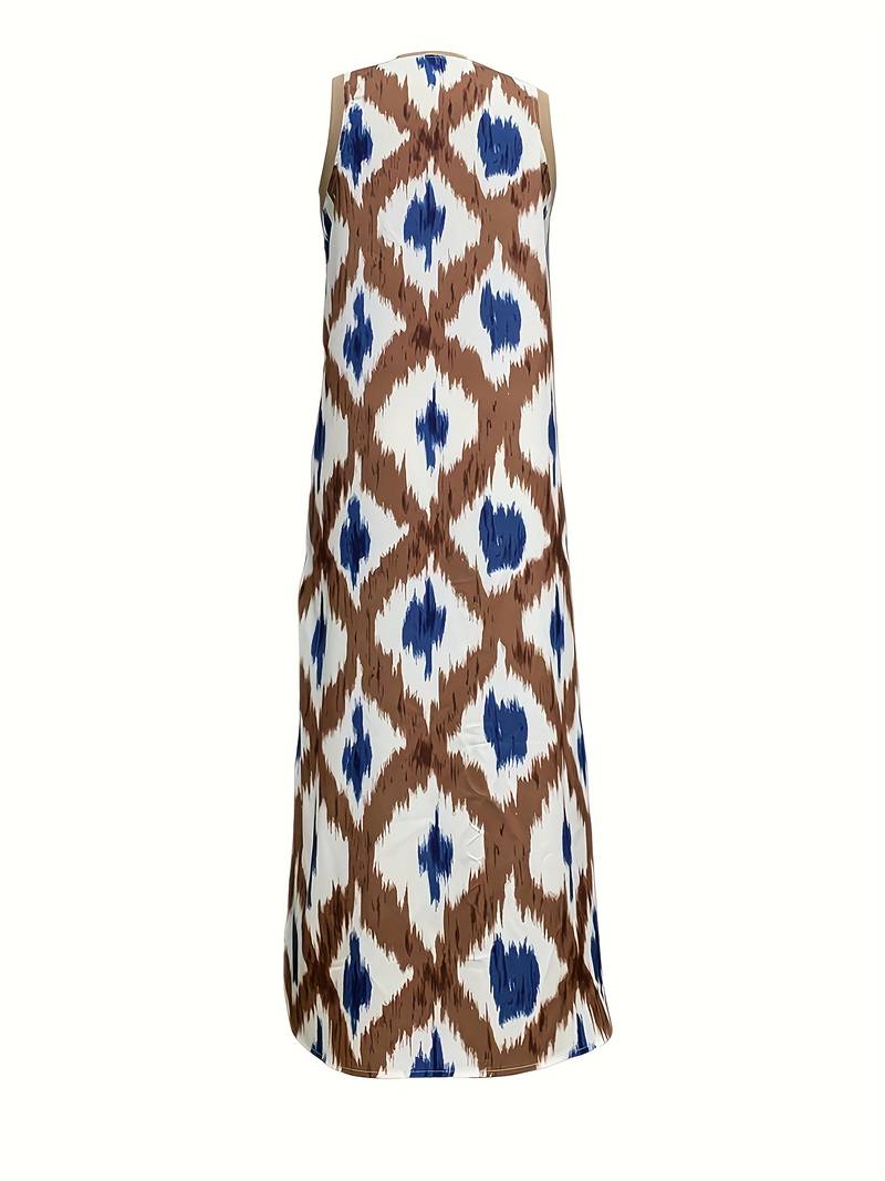 Equinox - Sleeveless dress with ikat print