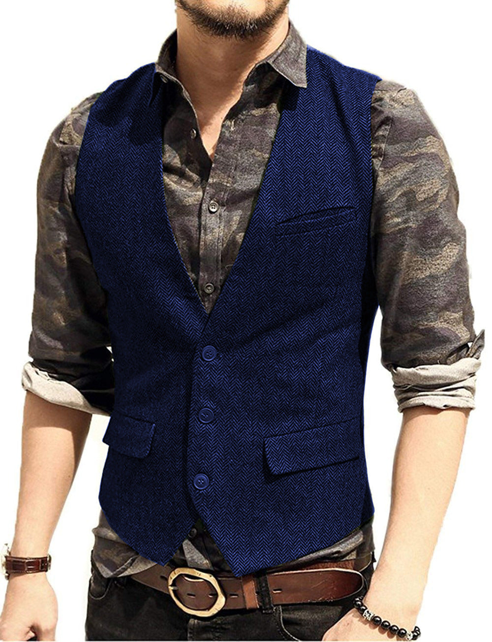 Dominic - Sleeveless waistcoat with textured details