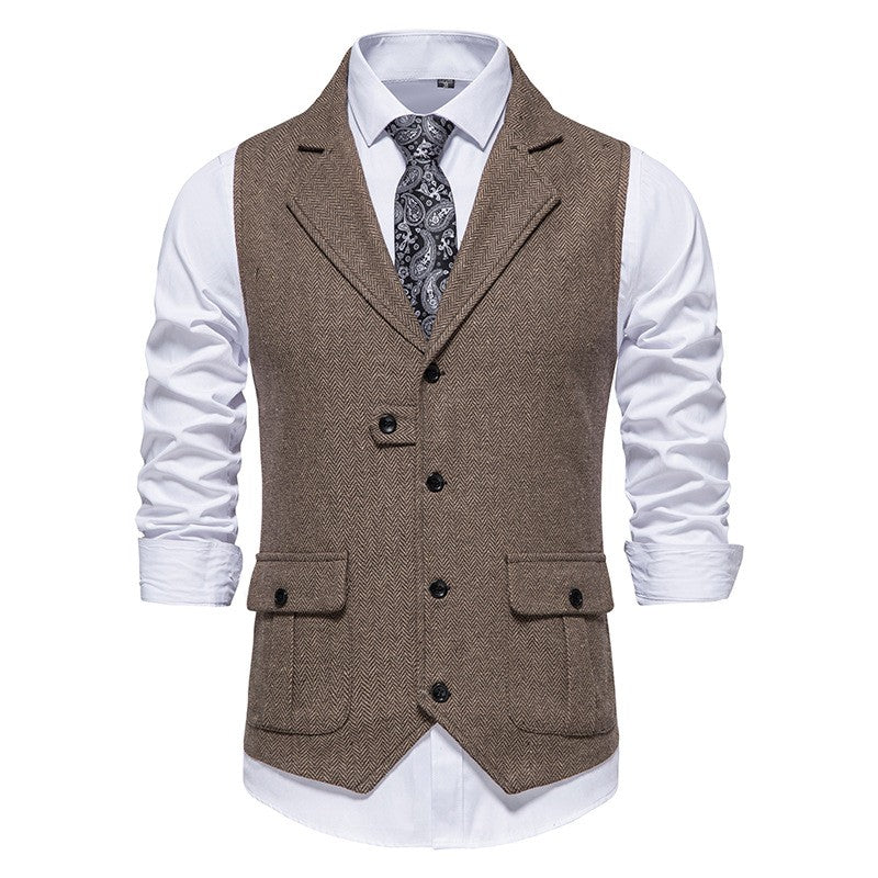 Daniil - Sleeveless waistcoat with lapel pocket for men