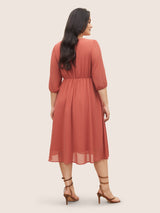 Chiffon Plain Ties Knotted Lantern Sleeve Dress