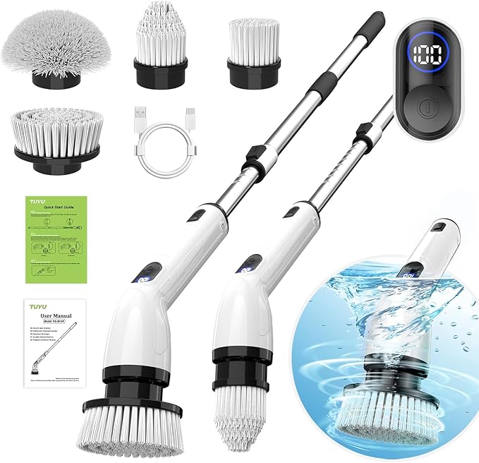 Waterproof Bathroom Scrubber with Power LCD Display