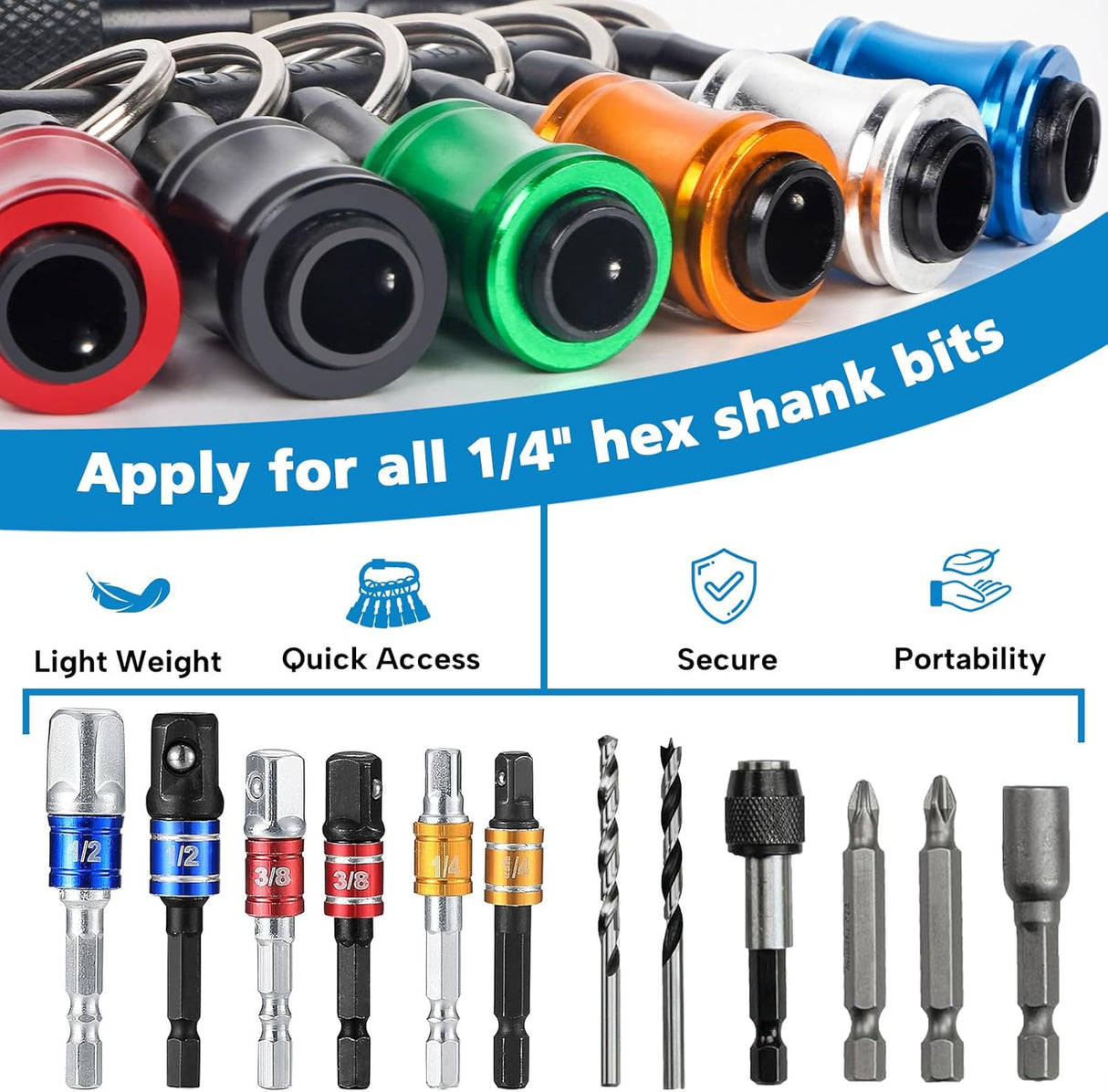 12PCS Bit Holders 1/4 Socket, Hex Shank Screwdriver