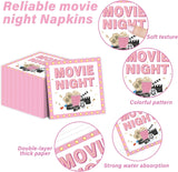 96Pcs Movie Night Party Supplies Pink Movie Birthday Plates and Napkins