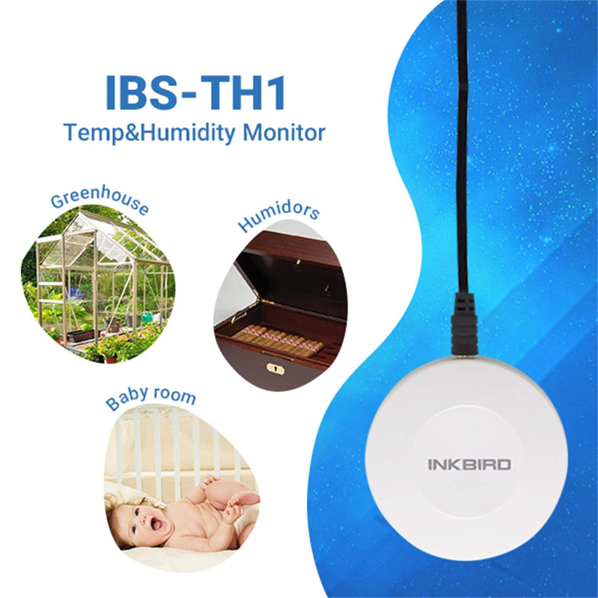 Wireless Thermometer and Hygrometer with Waterproof External Probe and Magnet