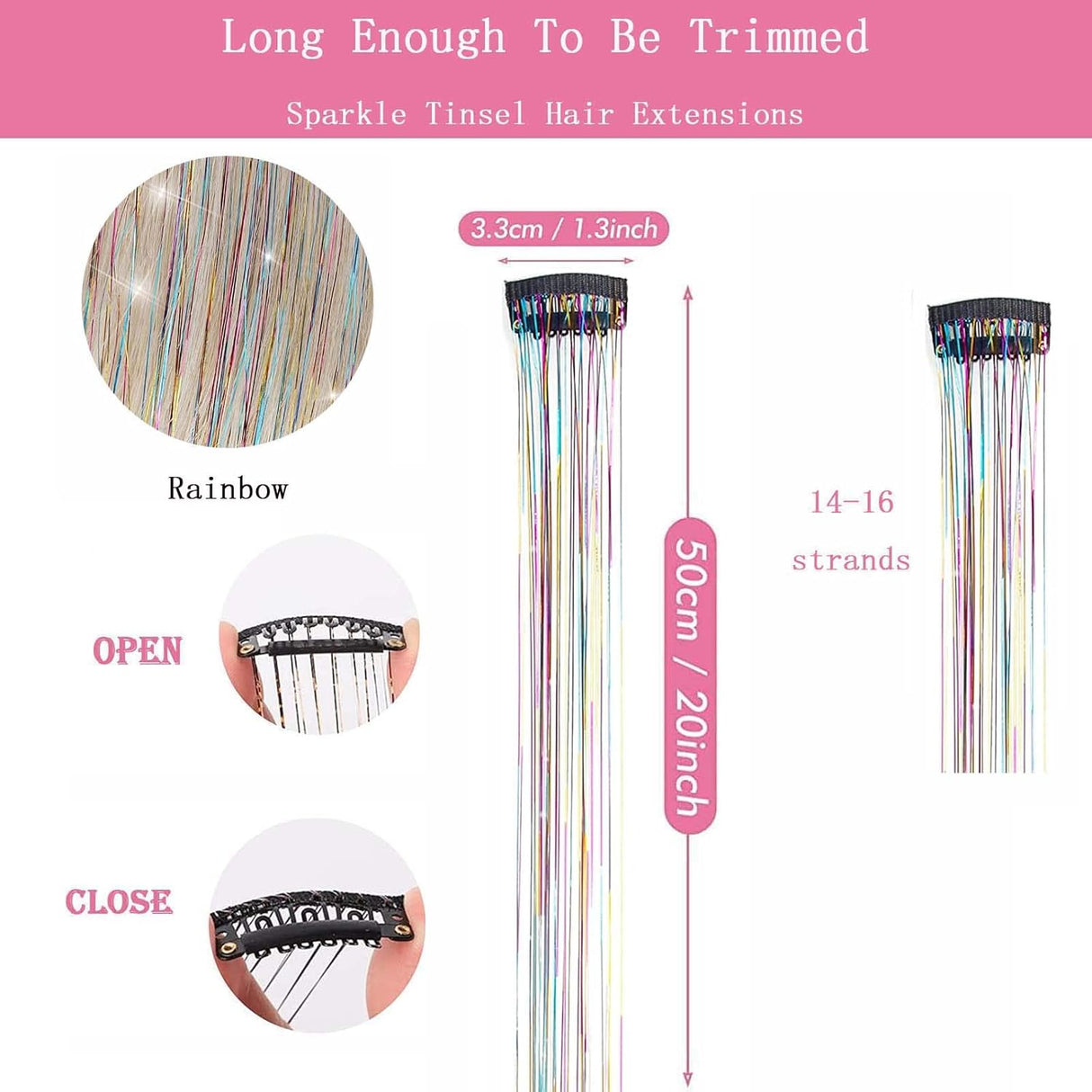 Hair Tinsel Clip in Tinsel Rainbow Fairy Glitter for Women