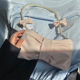 Lily - Satin clutch with pearl handle