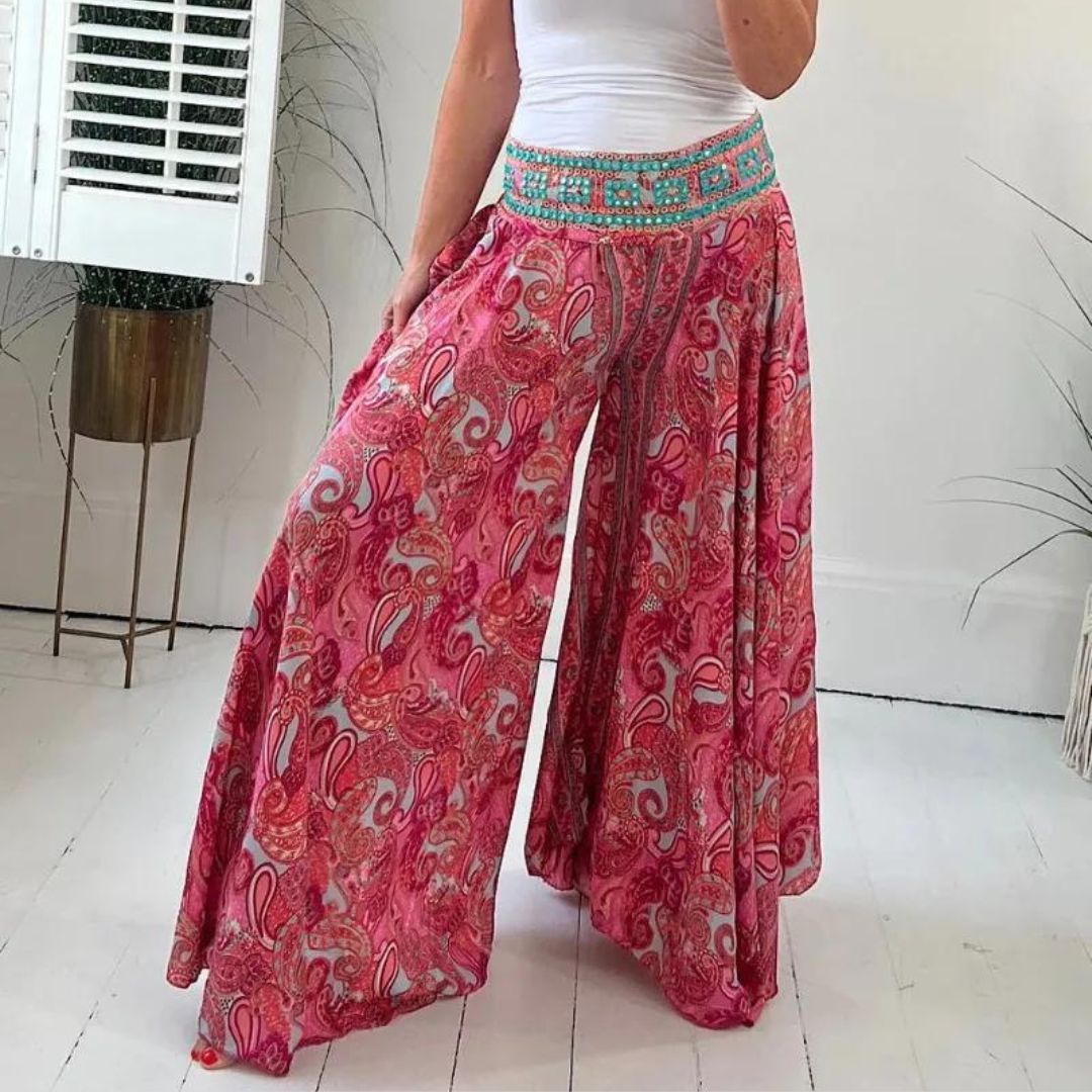 Layla - Boho chic paisley print palazzo pants