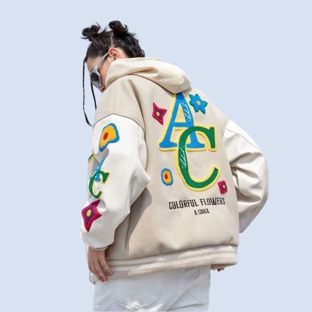 Fletcher - Embroidered hoodie with colourful lettering design