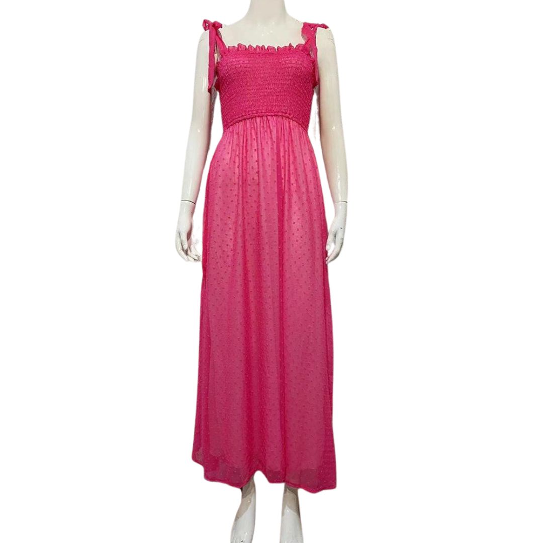 Lara - Airy maxi dress with a delicate polka dot pattern