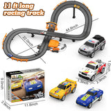 Slot Car Race Track Sets with 4 High-Speed Slot Cars, Battery or Electric Car Track, Dual Racing Game Lap Counter Circular Overpass Track, Gifts Toys for Boys Kids Age 6 7 8-12