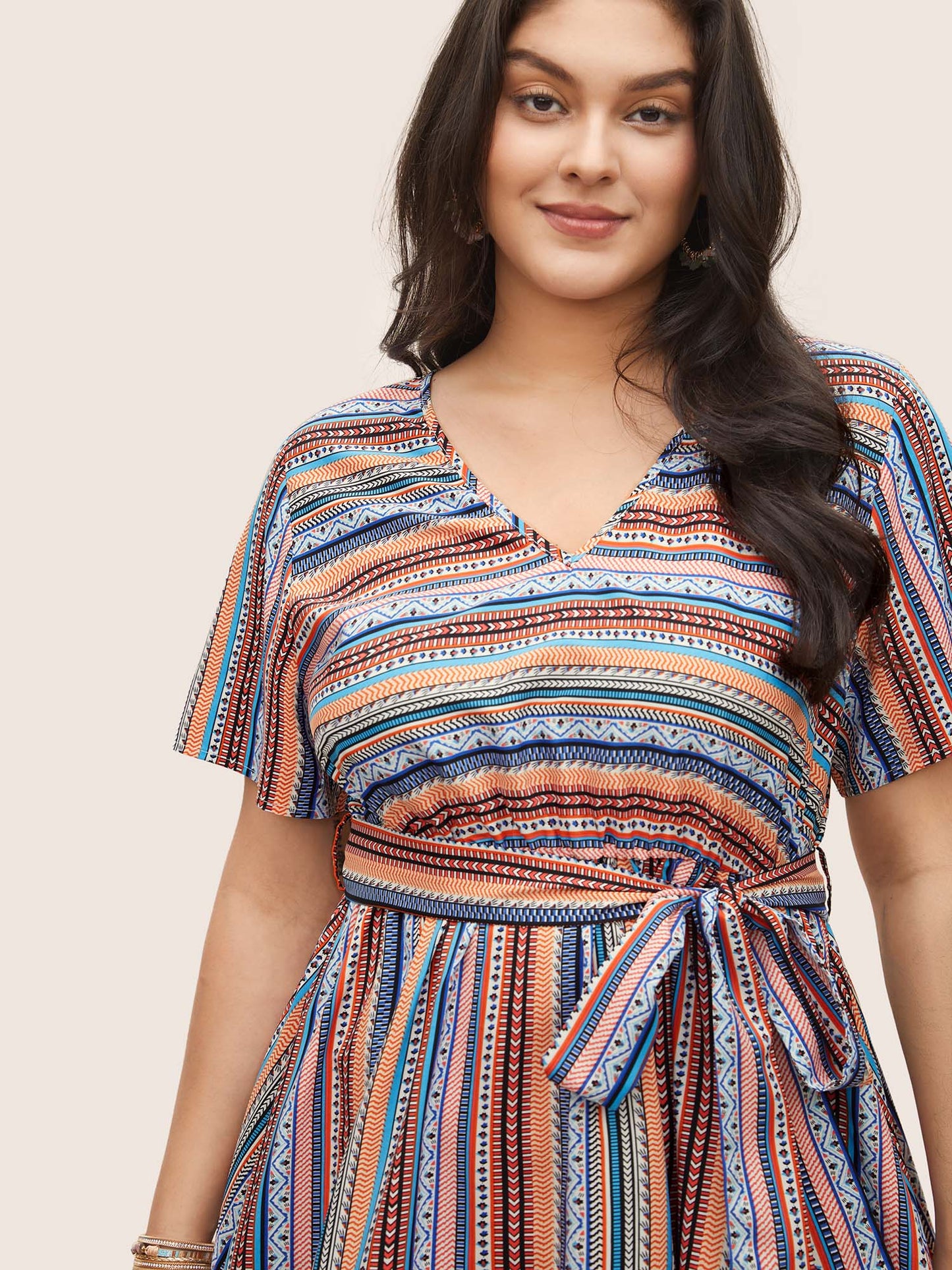 Bandana Striped Belted Pocket Dress