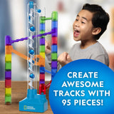 National Geographic Marble Run with Motorized Elevator - 150-Piece Marble Maze Kit with Motorized Spiral Lift, 30 Marbles, Storage Bag & More, Perpetual Motion Machine, Marble Game, Kids Physics Toys