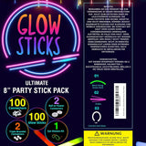 100 Glow Sticks Bulk - Glow in The Dark Party Supplies